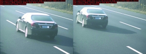 由于車速過快，高清探頭抓拍下的畫面，有一點(diǎn)點(diǎn)模糊 監(jiān)控截圖