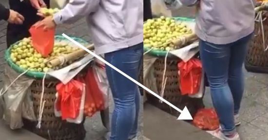 網(wǎng)上流傳的短片顯示，賣棗子棗子的小販以偷龍轉(zhuǎn)鳳的手段把棗子換掉。