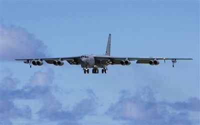 美軍B-52戰(zhàn)略轟炸機(jī)。其為韓三大核保護(hù)傘之一。