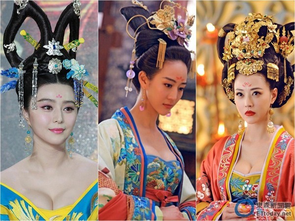 范冰冰、張鈞甯、周海媚，在《武媚娘》中爆乳演出